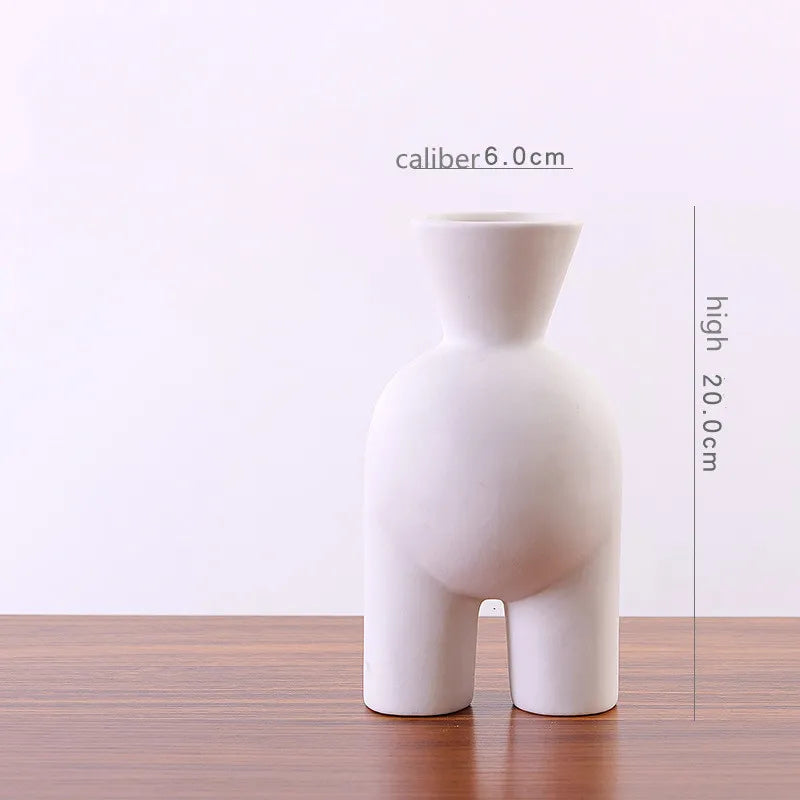 Afralia™ Ceramic Nude Girl Body Shape Vase Modern Home Decor