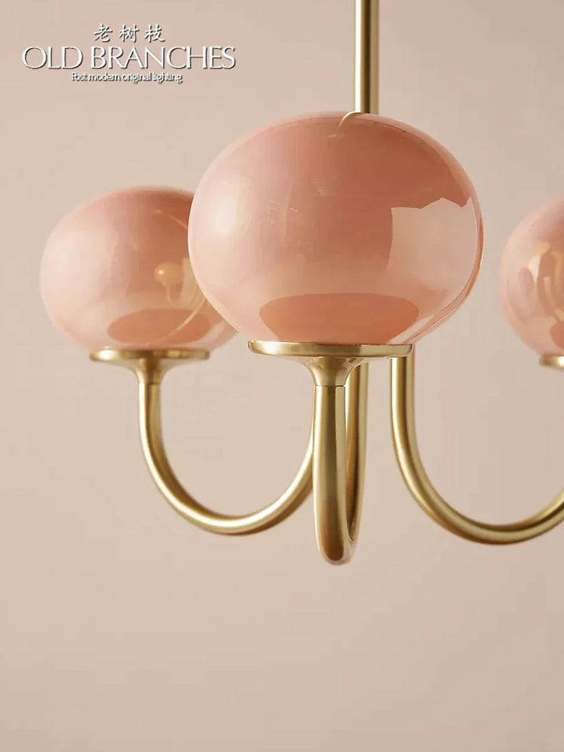 Afralia™ Nordic Art Pink Chandelier for Simple Bedroom Ambiance