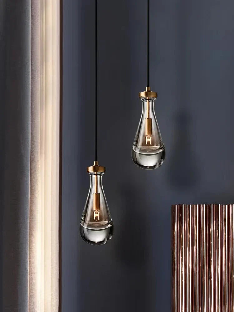 Afralia™ Water Drop Glass Pendant Light: Nordic Brass Finish for Dining Room, Bar, Bedroom Fixtures