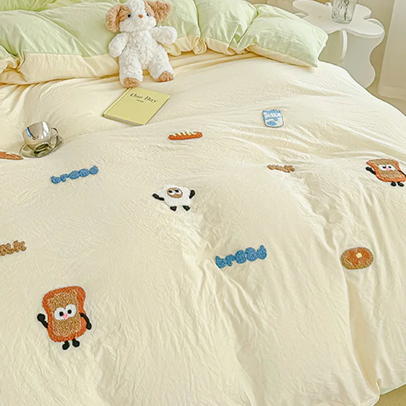 Luxury Embroidered Cotton Towel Comforter Set by Afralia™ - Soft, Breathable, Machine Washable Bedding