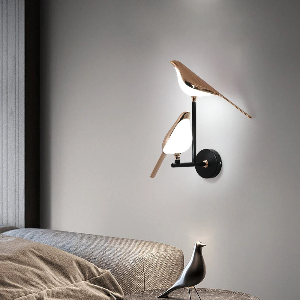 Afralia™ Bird Wall Light Night Modern Fixture Iron Lamp Living Room LED