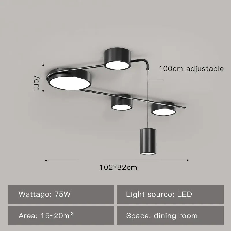 Afralia™ Modern Black LED Ceiling Chandelier for Living Room Bedroom Hallway