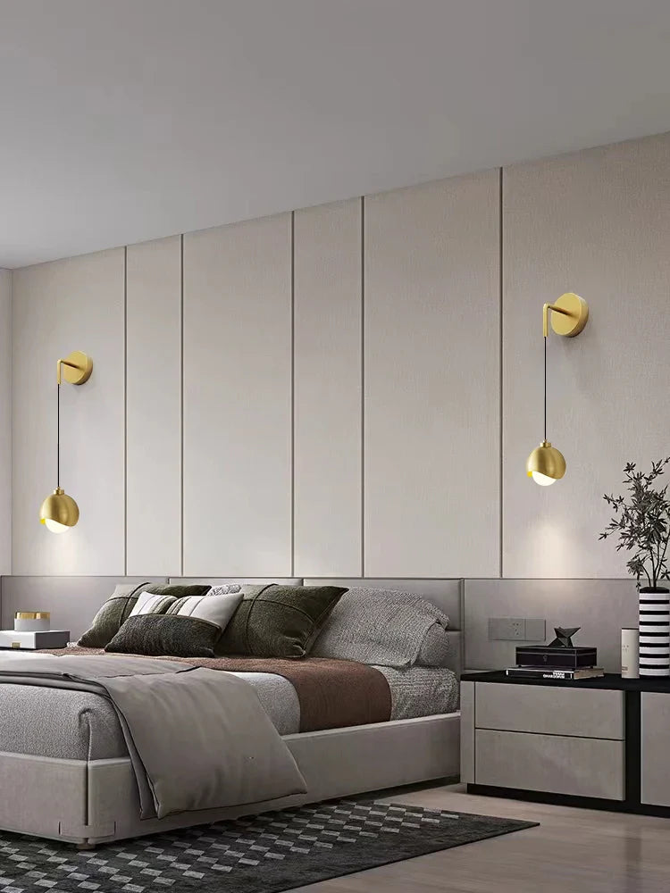 Afralia™ Nordic Brass Glass Ball Wall Light - Black Sconce Lamp for Bedroom, Living Room, Aisle