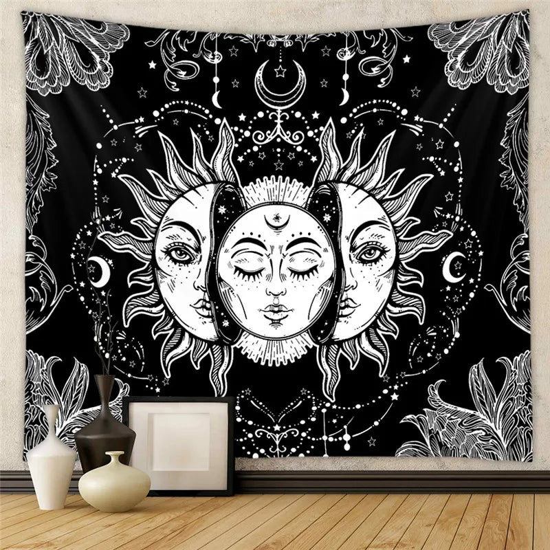 Afralia™ Sun Moon Bohemian Tapestry Wall Hanging Home Decoration Beach Towel