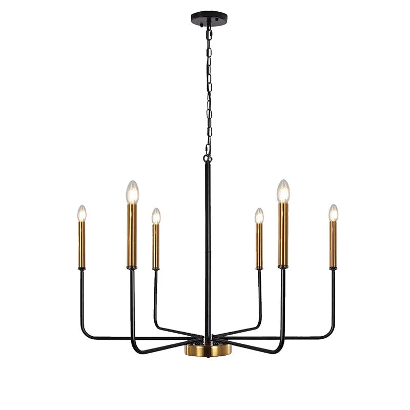 Afralia™ LED Gold & Black Candle Chandelier: Modern American Living Room Hanging Light