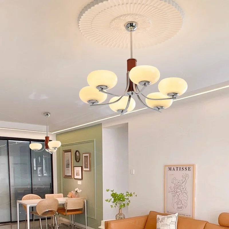 Afralia™ Milk White Glass Pendant Chandelier: Retro Bauhaus Style for Bedroom, Living Room, Restaurant