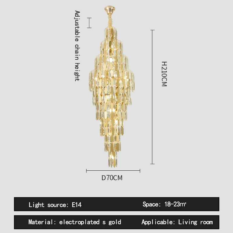 Afralia™ Crystal Luxury Chandelier for Villa Hotel Living Room Spiral Staircase