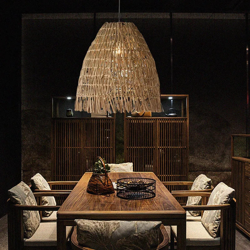 Afralia™ Rattan Weave Pendant Light - Handcrafted Wicker Chandelier for Home Decor