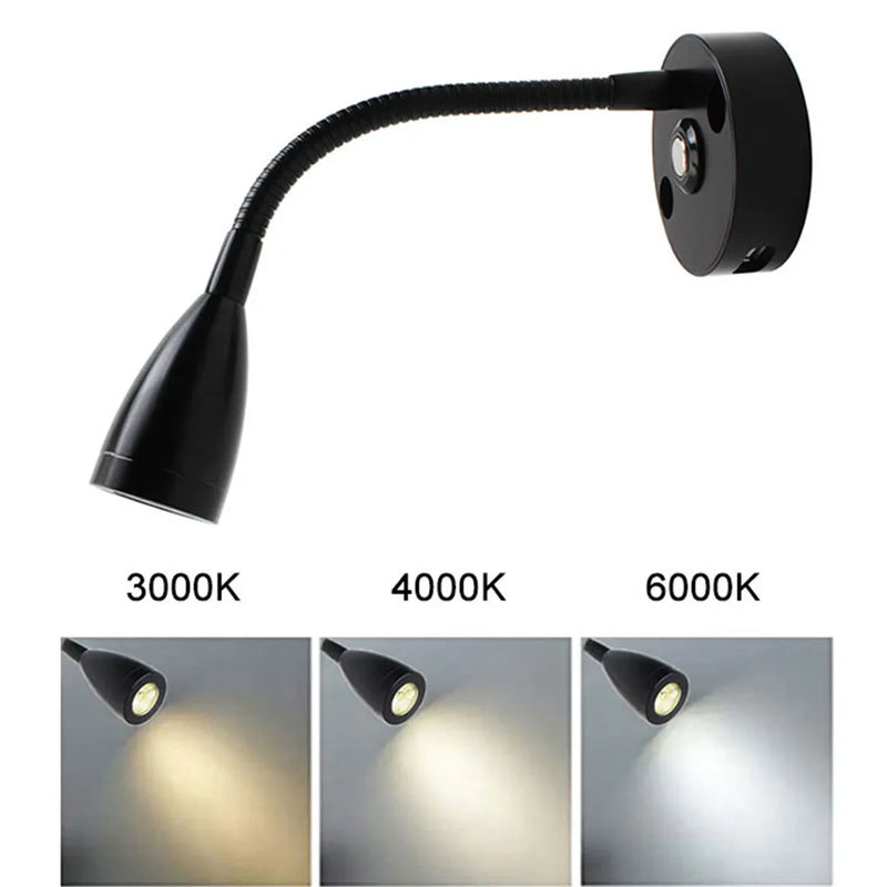 Afralia™ Flex Neck LED Wall Lamp with Touch Dimmer and USB Output Socket