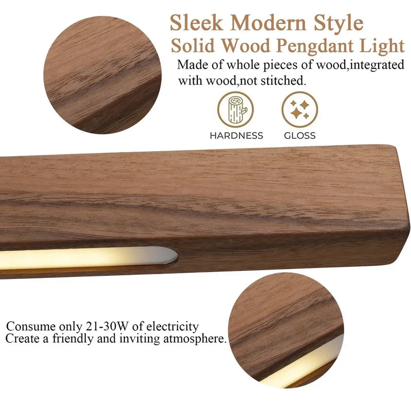 Afralia™ Black Walnut Dining Pendant Light: Simple Log Strip Design for Dining Room, Office