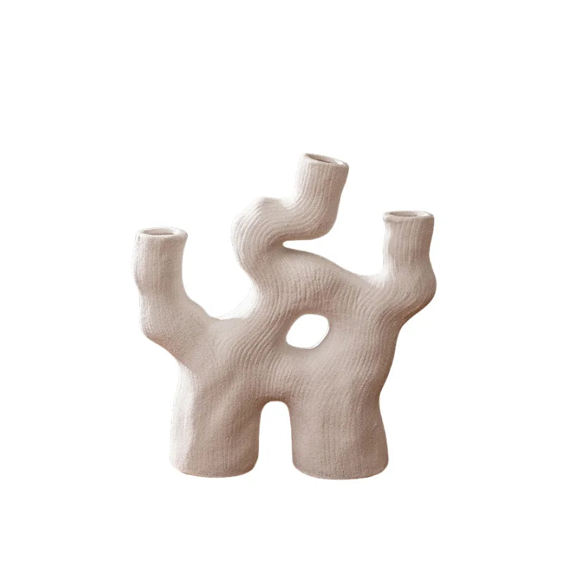 Afralia™ Ceramic Geometric Vase - Modern Stoneware Abstract Flower Arrangement Home Decor