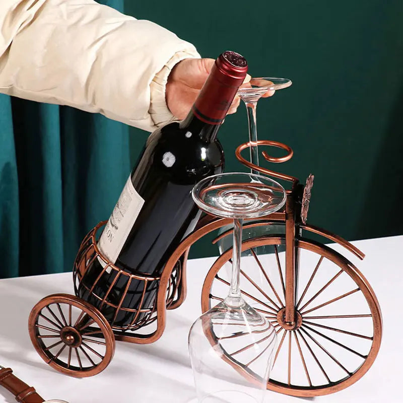 Afralia™ Retro Carriage Wine Rack & Glass Holder: Elegant Table Decor & Bottle Organizer