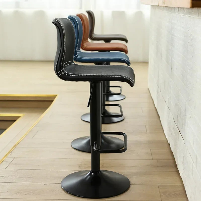 Afralia™ Nordic Minimalist High Stool with Backrest, Adjustable Height & Rotation for Kitchen & Bar