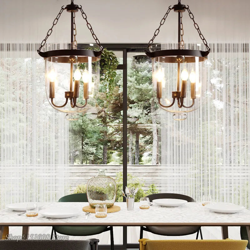 Afralia™ Glass Bucket Pendant Light: Retro LED Dining Room Fixture