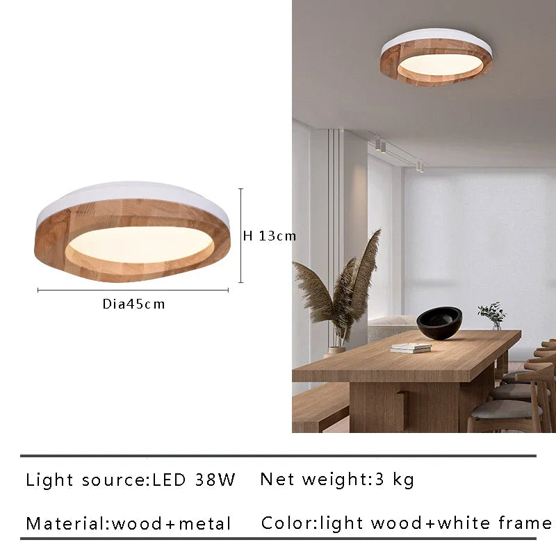Afralia™ Modern Solid Wood LED Ceiling Light Fixture for Home Decor