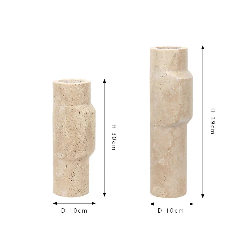Afralia™ Marble Travertine Vase Home Decor Living Room Scandinavian Flower Holder Table