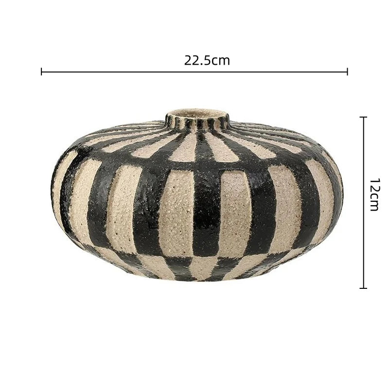 Afralia™ Geometric Check Ceramic Vase for Home Decor and Floral Arrangements