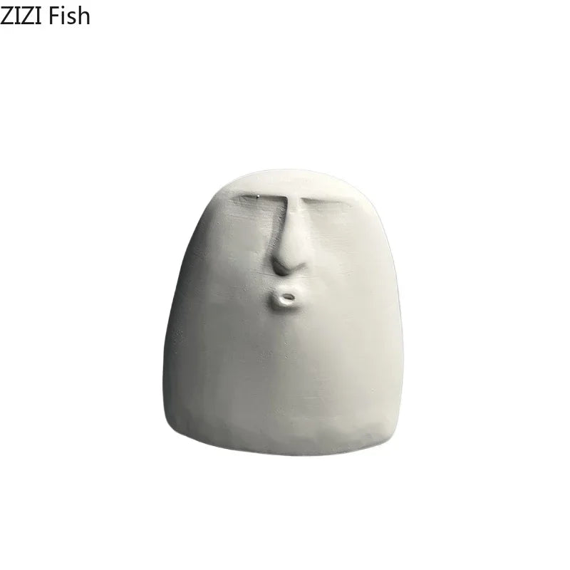Afralia™ Stone Human Face Sculpture Decoration for Desk Ornaments & Room Aesthetic