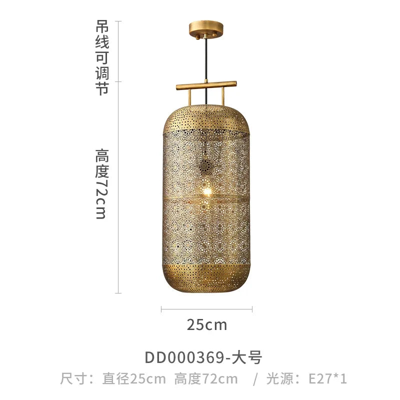 Afralia™ Chinese Zen Art Birdcage Pendant Light for Restaurant Tea Room