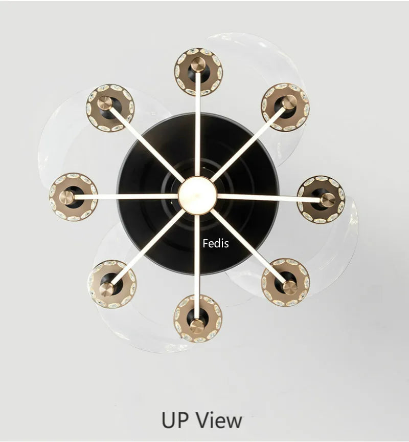 Afralia™ Nordic Luxury Crystal LED Chandelier Fan for Living Room & Bedroom