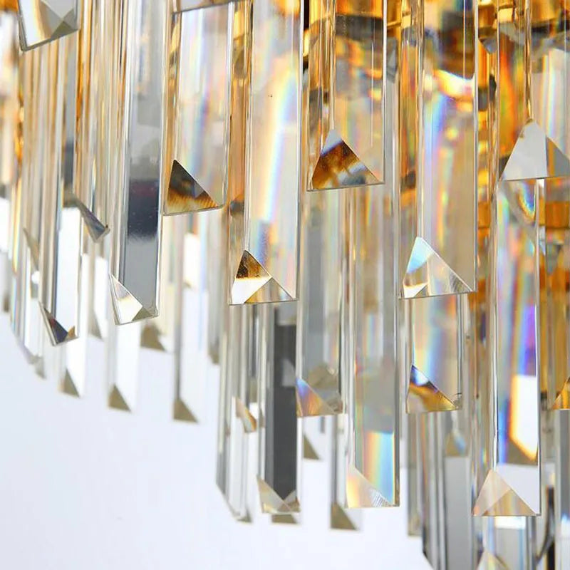 Afralia™ Golden LED Crystal Ceiling Light for Luxury Living Room, Modern Round Crystal Lamp