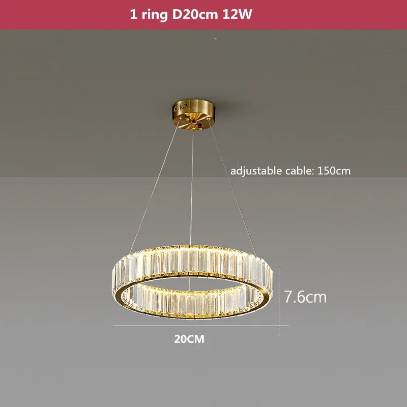 Afralia™ Crystal LED Chandelier: Modern Steel Pendant Lighting for Luxurious Foyer Decor