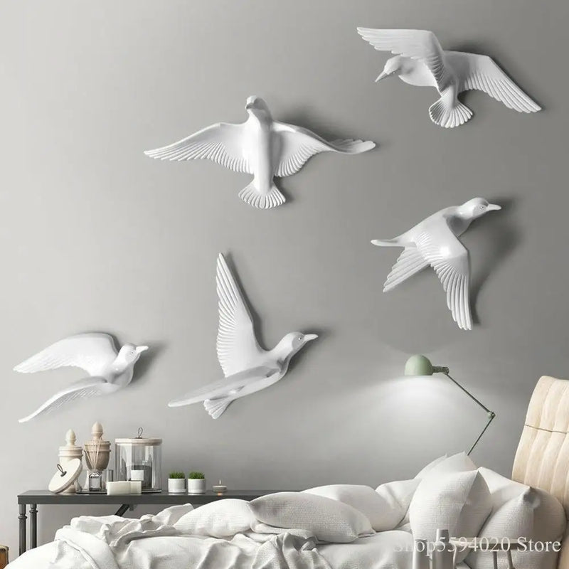 Afralia™ Seagull Bird Laser Cube Wall Decor for Living Room, TV Background, Home Decoration