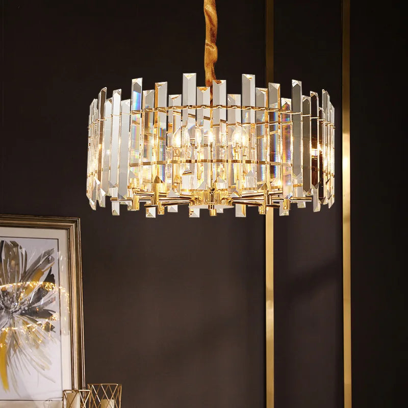 Afralia™ Crystal Round Chandelier Gold LED Modern Lustres for Living Room