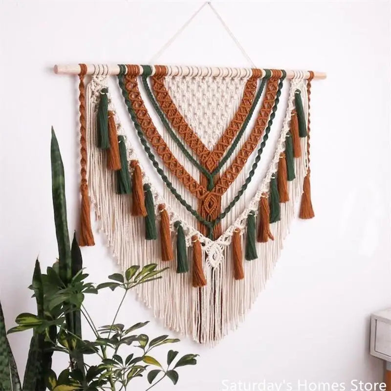 Bohemia Macrame Tassel Tapestry by Afralia™ - Handwoven Cotton Rope Wall Decor