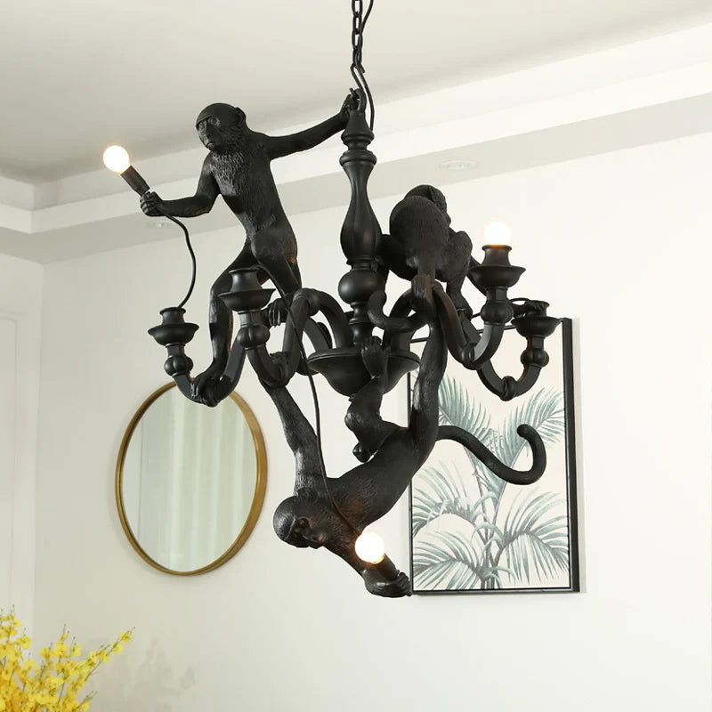 Afralia™ Resin 3 Monkeys Chandeliers: Vintage Loft Replica Pendant Lights by Afralia™