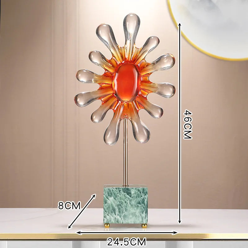 Afralia™ Resin Sunflowers Geometric Ornament Decor for Room, Abstract Gradient Sun Figurines