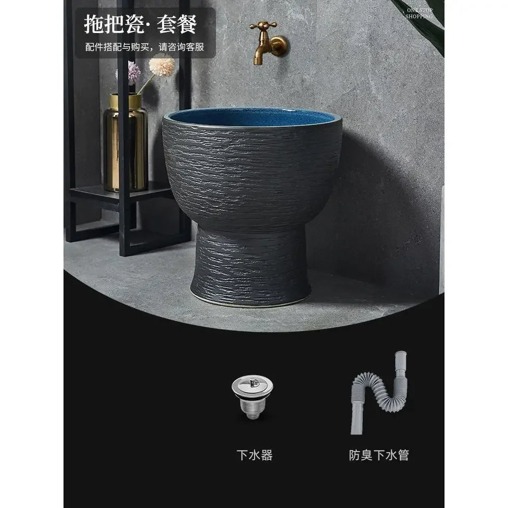 Afralia™ Retro Outdoor Ceramic Basin Column Wash Basin for Bathroom Sinks