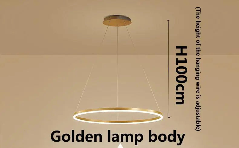Afralia™ Modern Dimmable Black Gold Ring Pendant Lights for Dining Room Home Decor