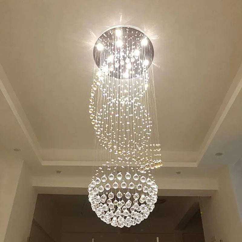 Afralia™ Crystal Spiral LED Chandelier for Living Room, Bedroom, Hotel - Modern Interior Lighting Fixture