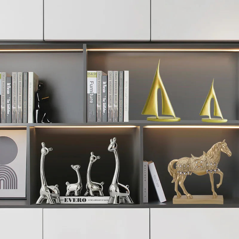 Afralia™ Silver Ceramic Deer Sculpture Figurine: Nordic Home Decor Tabletop Ornament