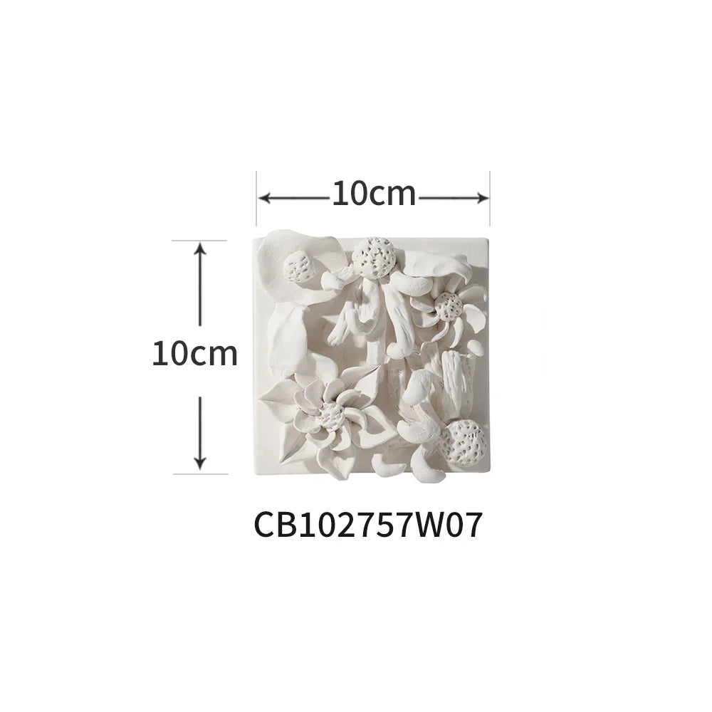 Afralia™ Ceramic Flower Relief Hanging Plate for Wall Decor