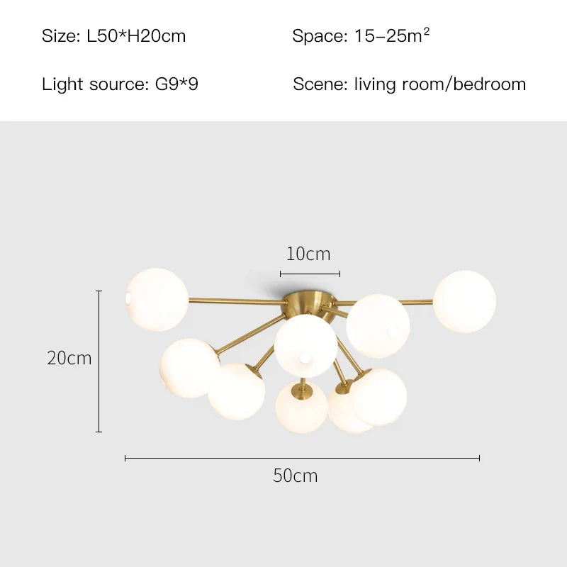 Afralia™ Glass Ball LED Ceiling Chandelier for Modern Living Room and Bedroom Lighting