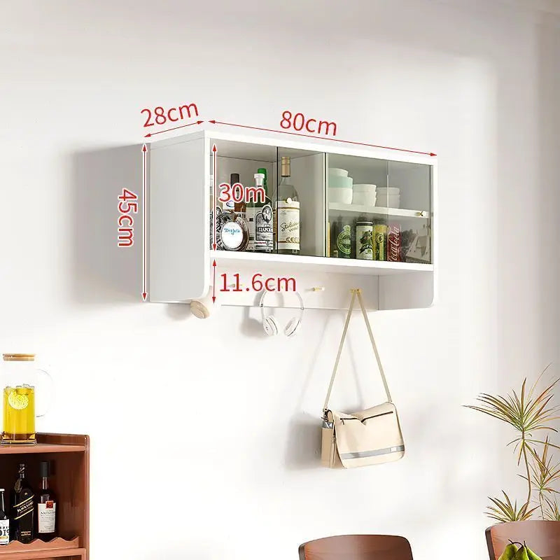 Afralia™ Retro Solid Wood Wall Mounted Kitchen Storage Cabinet