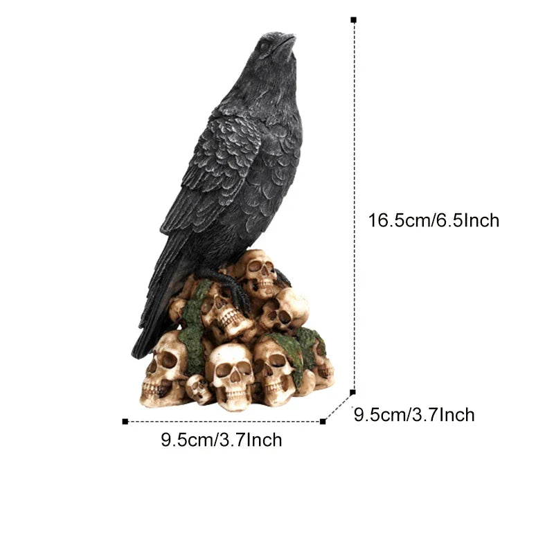 Afralia™ Resin Skull Crow Black Cat Sculpture | Creative Desktop Home Office Decor