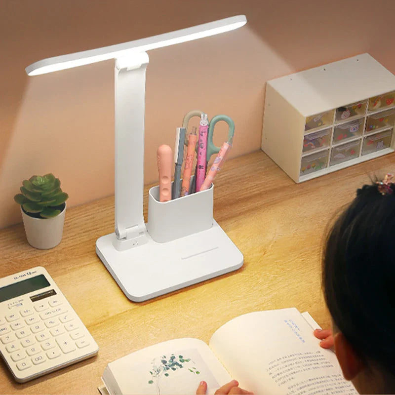 Afralia™ LED Desk Lamp 3 Levels Dimmable Touch Night Light USB Rechargeable Foldable Table Lamp