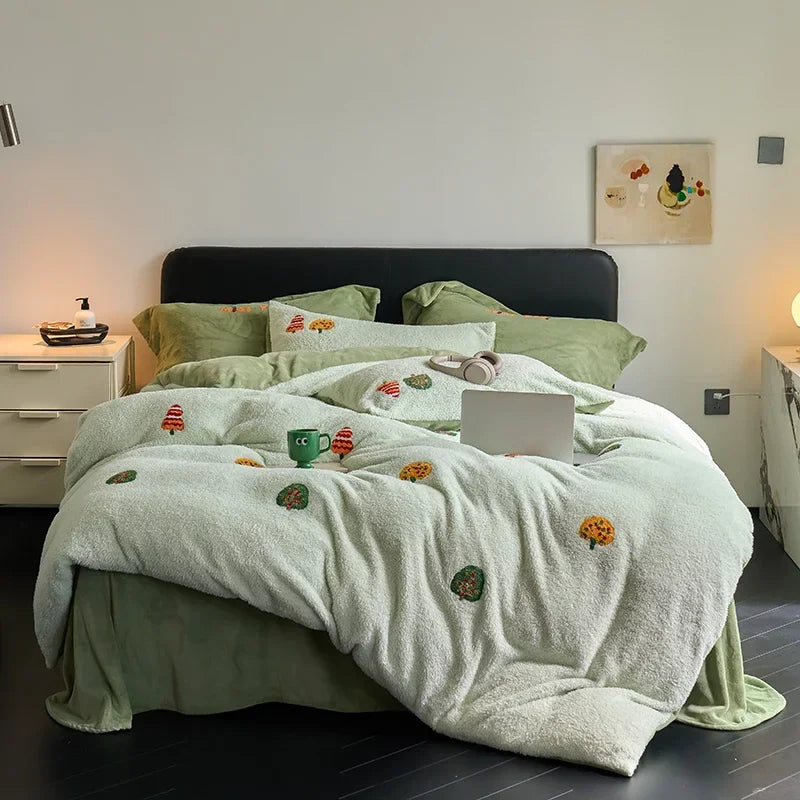 Afralia™ Winter Velvet Warmth Queen Bedding Set with Sheet and Pillowcase