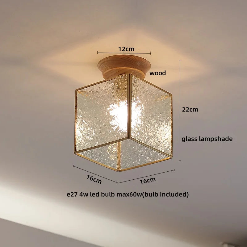 Afralia™ Glass Wood LED Ceiling Lamp for Home Lighting and Decoration