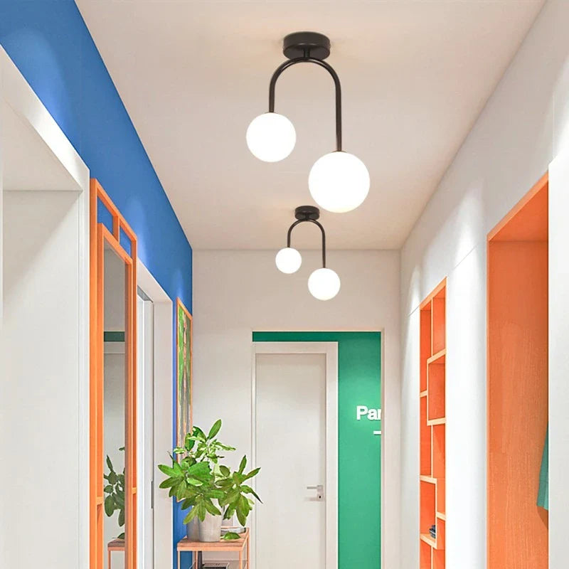 Nordic Glass Ball Ceiling Lights LED Hanging Lamp for Home Decor by Afralia™