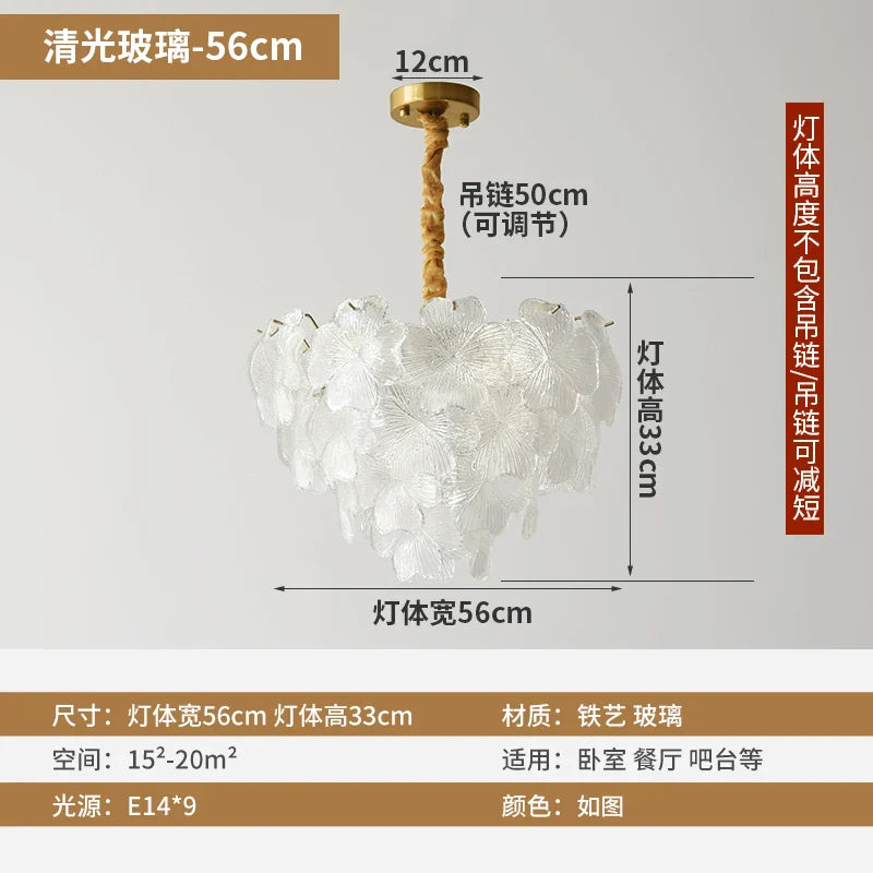 Afralia™ Crystal Glass Flower Chandelier - Modern French Style for Living Room, Bedroom, Dining Room