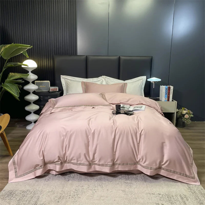 Afralia™ Soft Silky Egyptian Cotton White Bedding Set with Luxury Wide Edge
