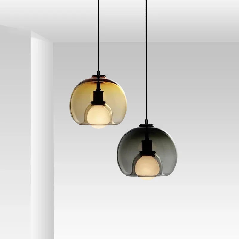 Afralia™ Modern Minimalist Glass Pendant Lamp for Restaurants - Round Ball Hanging Light