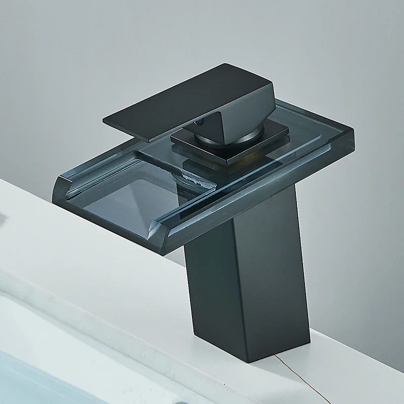 Afralia™ LED Color Changing Waterfall Basin Faucet with Mixer Tap for Bathroom Sink