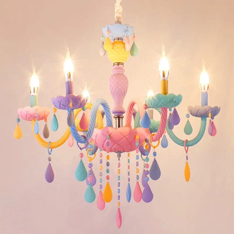 Afralia™ Kids Room LED Macaron Ceiling Chandelier for Boys Girls Bedroom Decor