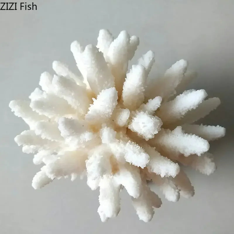 Afralia™ White Coral Resin Sculpture Modern Desk Decor Art Crafts Ornament