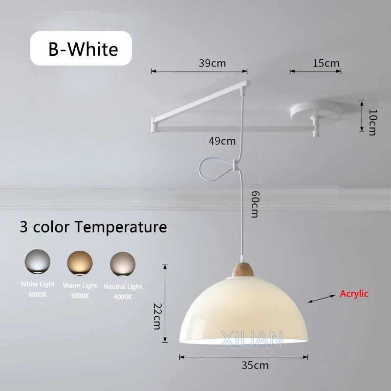 Afralia™ Modern Swing Arm Pendant Lamps PE Metal Sconces Dining Hanging Light